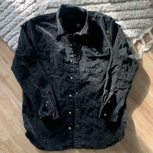 Black Velour Button Up